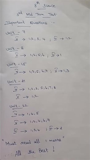 8th science 3rd mid term test important questions,tn samacheer kalvi