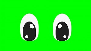 Cartoon simple blinking looking angry eyes on green screen insert, chroma key green screen graphics motion weather icon.. Super high resolution.