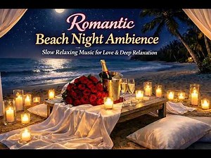 4K Romantic Beach Night Ambience | Slow Relaxing Music for Love & Deep Relaxation