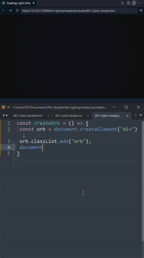 29 reactions | FLOATING LIGHT ORBS ... #reelsvideo #reelsviral #reelstrending #reels #reelsinstagram #reel #programmer #programming #coding #code #coder #webdesign #webseries #computerprogramming #computerscience #webcoding #webdeveloper #software #softwareengineer #softwaredevelopment #vscode #html #htmlcss #htmlcoding | Cybliz Dcode | Facebook