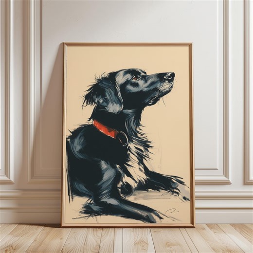 Black Dog Art Print, Expressive Pet Portrait, Modern Sketch Style Dog Poster, Minimalist Animal Wall Art, Black Dog Illustration - Etsy