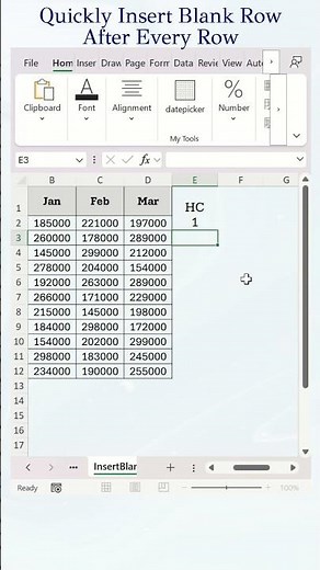 Quickly Insert Blank Row After Every Row in Excel #excel