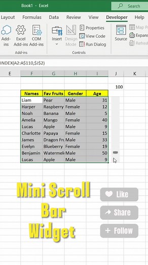 Mastering Mini Scroll Bar Widget in Excel