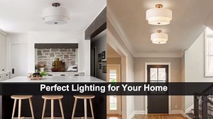 Bargeni Semi Flush Mount Ceiling Light, 16" Double Drum, Oil Rubbed Bronze | 3-Light Modern Ceiling Light Fixture with Linen Fabric Shade for Bedroom, Living Room, Dining Room, Entryway