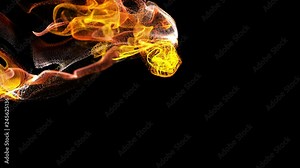 4k background, animation of complex particles simulation advection with turbulence streams, twirl and curl in viscous fluid in slow motion with deph of filed as alpha channel luma matte. fire color 45