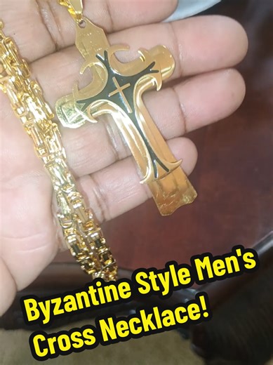 triple style Byzantine men's cross necklace. just cross necklace looks like three cross necklaces inside one. This Byzantine style cross necklace features a bold woven chain design in striking black and silver, giving it a premium, masculine look perfect for any occasion. Crafted from high-quality 316L alloy stainless steel, this necklace is built to last—it won’t fade, tarnish, or turn colors, and it’s fully hypoallergenic for comfortable, all-day wear. The 26-inch chain showcases an intricate 