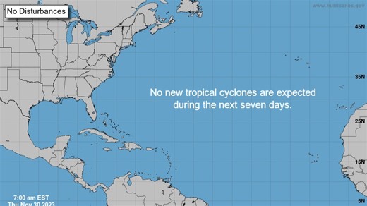 2023 Atlantic hurricane season officially ends today, with no tropical activity showing