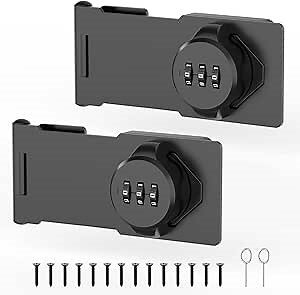 Mechanical Password Rotary Hasp Locks, Cabinet Locks with Combination, Door Security Latch for Small Barn Doors, Cabinets, Gate, Bathroom, Outdoor, Closet, Fence (2 Packs Black)