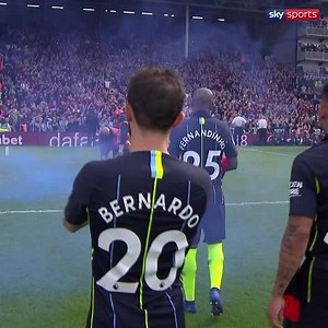 To a man, the Man City players celebrated with their fans at Fulham - donning the red and black scarves in honour of for club secretary Bernard Halford 📺 More: skysports.tv/7qXlJs | Sky Sports