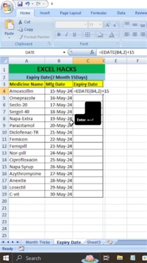 Interview Qn-Expiry Date🔥🤯in Ms Excel #msexceltutorials #msexcelrules #msexceltricks #excelhacks #msexceltraining #msexcelformulas #msexcelformula #msexceltips #DataEntry #dataentryjobs #DataScience #tipsandtricks | Excel Hacks