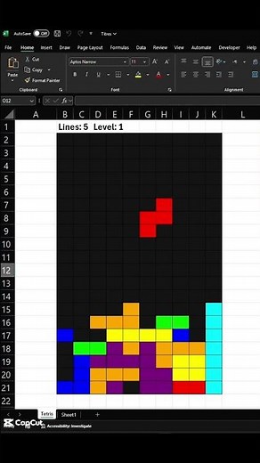 Tetris Game coding using Excel