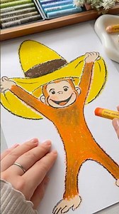 おじさんの帽子からばあ！するジョージの描き方💛 #おさるのジョージ