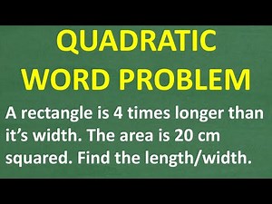 Quadratic Equation Word Problem — Rectangle Area Example Step-by-Step
