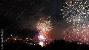 Budapest fireworks show on August 20th. St. Stephen’s Day. Festival in Budapest, Hungary.