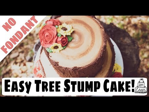 Tree Stump Wedding Cake w/ Buttercream - Tree Trunk and Bark effect