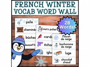 FRENCH LANGUAGE Winter Word Wall! Printable Bilingual Homeschool, Preschool / Kindergarten January Vocabulary Write the Room, Sight Words - Etsy