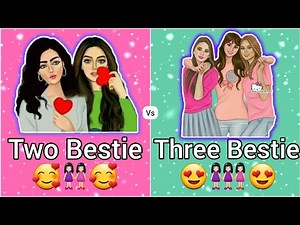 Two Bestie vs Three Bestie|Two Bestie Drawing vs Three Bestie Drawing 😍💕👭🤗💁‍♀️👸👌 #backtoschool