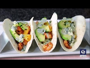 Smith's Chef Jeff's Sheet Pan Hawaiian Shrimp Tacos With Creamy Jalapeno Sauce Recipe