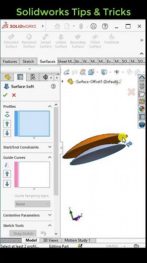 Solidworks tips : Offset and loft a surface #sketchup #3dmodeling