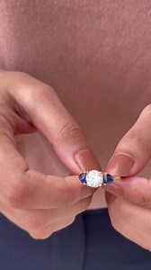 Watch Created Blue Sapphire Three Stone Ring with Moissanite on Amazon Live