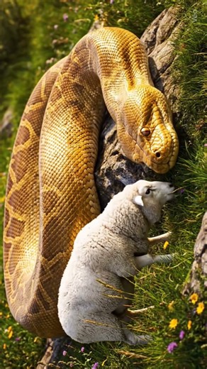 Golden Python’s Deadly Strike on the Hills | Ultra-Realistic 8K #ballpython #treepython #greensnake