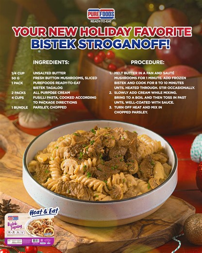 This creamy, dreamy Bistek Stroganoff is your next crowd favorite for your next handaans! Ready in minutes and incredibly delish Check it out here! San Miguel Mart - https://bit.ly/rte-sanmigmart Lazada - https://bit.ly/rte-lazada Shopee - https://bit.ly/rte-Shopee #PurefoodsReadytoEat | Purefoods Ready-to-Eat