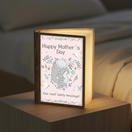 Dumbo Mother’s Day Book Lamp, Dumbo and Mrs Jumbo Floral Art, Disney Mom Gift Decor, LED Foldable Book Lamp, Disney Night Light - Etsy