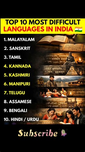 Top 10 Most Difficult Languages in India 🇮🇳