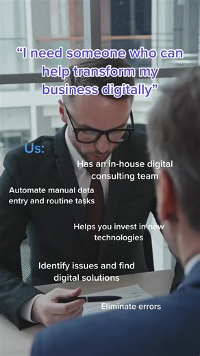 Digital transformation is taking the business world by storm; making your employee’s work lives easier, and helping your business stay ahead of the curve. With our solutions, you can access analytics that helps save time and money, and our automation software can turn a 5-hour job into a 20-minute job. As your digital consultant, we help you: 💡Transform digitally 💡Invest in technology that meets your business needs 💡Get solutions that ensure you have a return on investment 💡 Increase product