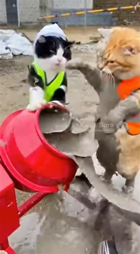 Mixing Cement Is Harder Than It Looks! 🐱🧱💥 | Funny Shorts