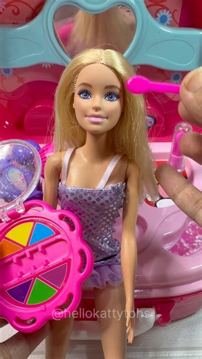 Cute Pink barbie kitchen Makeup Set Toys, Satisfying With Unboxing ASMR Video #barbieworld #elsa
