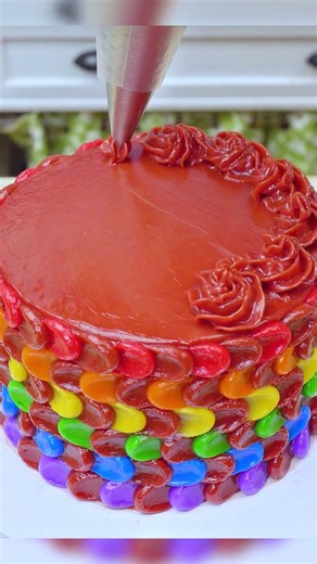 Mini Chocolate Cake Recipe 🍫 Colorful & Relaxing Cake Decorating ASMR 🌈 #shorts