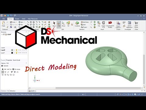 DesignSpark Mechanical #29 | 3D Modeling | Pull tool | Extrude | Round | Revolve | Circular pattern