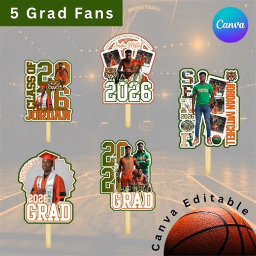 Graduation Photo Fan Template Bundle | Canva Editable, Class of 2026 (instant Download) - Etsy
