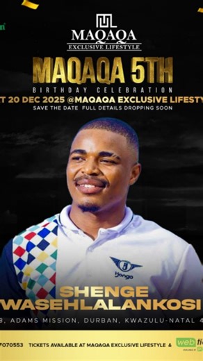 Maqaqa Exclusive Lifestyle on Instagram: "Countdown to 1 day to go...💃🔥 Isikhulumile ifirst born uShenge Waselahlankosi @shenge_wasehlalankosi Maqaqa Turns 5 Celebration ‼️ Tickets presold R100 general,R150 VIP Available on site Maqaqa Exclusive Lifestyle,webticks link on bio and Picknpay Ungaphuthelwa !!!!!! #shengewasehlalankosi #maqaqa_exclusive_lifestyle #maqaqaexperience #maqaqayourentertainmentempire #maqaqa5thyrcelebration"