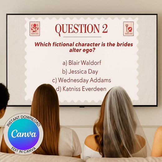 Bride Trivia Game – Bachelorette Party Game | 20 Hilarious Questions   Scoreboard | Customize Canva Template   PDF - Etsy