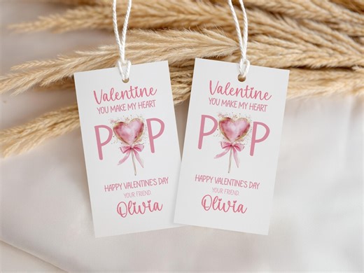 Editable Lollipop Valentine’s Tag, School Valentine Favor Tag, Digital Download - 119 - Etsy