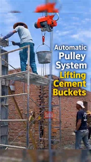 Automatic Pulley System Lifting Cement Buckets | Smart Construction Hack