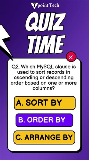 MySQL MCQ | MySQL Questions & Answers | Tpoint Tech