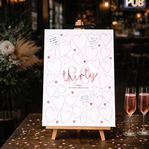 Pink 30th Birthday Sign, Things We Love About You Poster (digital Download) - Etsy Canada