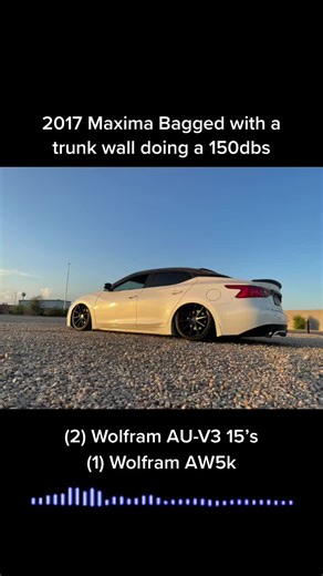Finally finished up the maxima , fully bagged and system redone . #bagged #bagsareforgroceries #150db #nissan #maxima #4dsc #wolfram #puresound