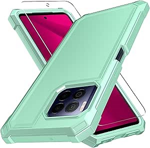 for T-Mobile Revvl 7 Pro 5G Case, with Screen Protector, Dual Layer Structure Protection, Shock-Absorbing Corners TPU Bumper (Green, T-Mobile Revvl 7 Pro 5G)