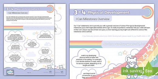 Twinkl Tots Age 3 - 4 Physical Development I Can Milestones