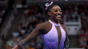 Simone Biles wows on vault while surging to the lead at the U.S. gymnastics championships