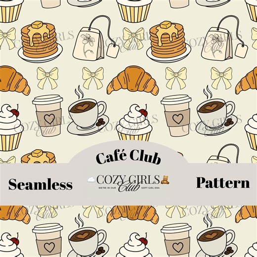 Seamless Coffee & Pastry Pattern | Cute Café Aesthetic Digital Paper (digital Download) - Etsy