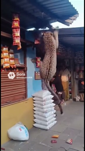 Leopard Falls Through Tin Roof Into Shop & Creates Havoc #mustwatch #youtubeshorts