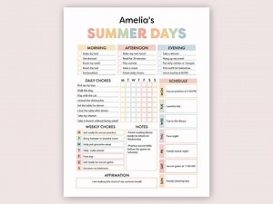 Summer Planner 2026 | Kids Summer Printable | Summer School Planner | Summer Weekly Routine | Summer Kids Printable | Summer Weekly Schedule - Etsy