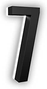 7 Inch LED House Numbers, ABS-Polymer, Premium Quality, Backlit LED 5000K Illuminated Home Address Number, Lighted House Numbers, Modern Address Numbers (7, Black)