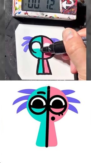 【ASMR】Drawing SemiHemi(Sprunki OC) in 40Sec (Remake by 김겹살 Winnie)