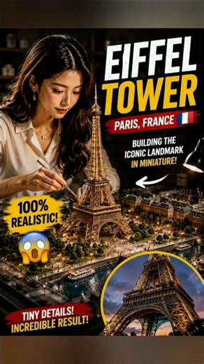 Building the Eiffel Tower in Miniature! 🗼✨ #shorts#viral #miniature